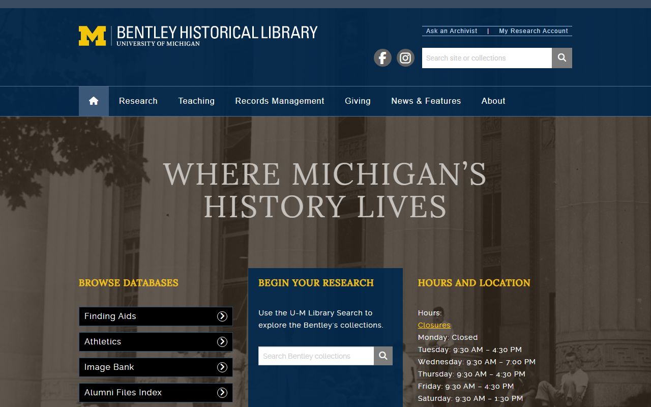 Bentley Historical Library at University of Michigan for Ann Arbor death records research