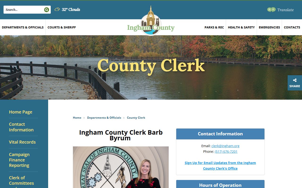 Ingham County Clerk website for Lansing death records and obituary certificates