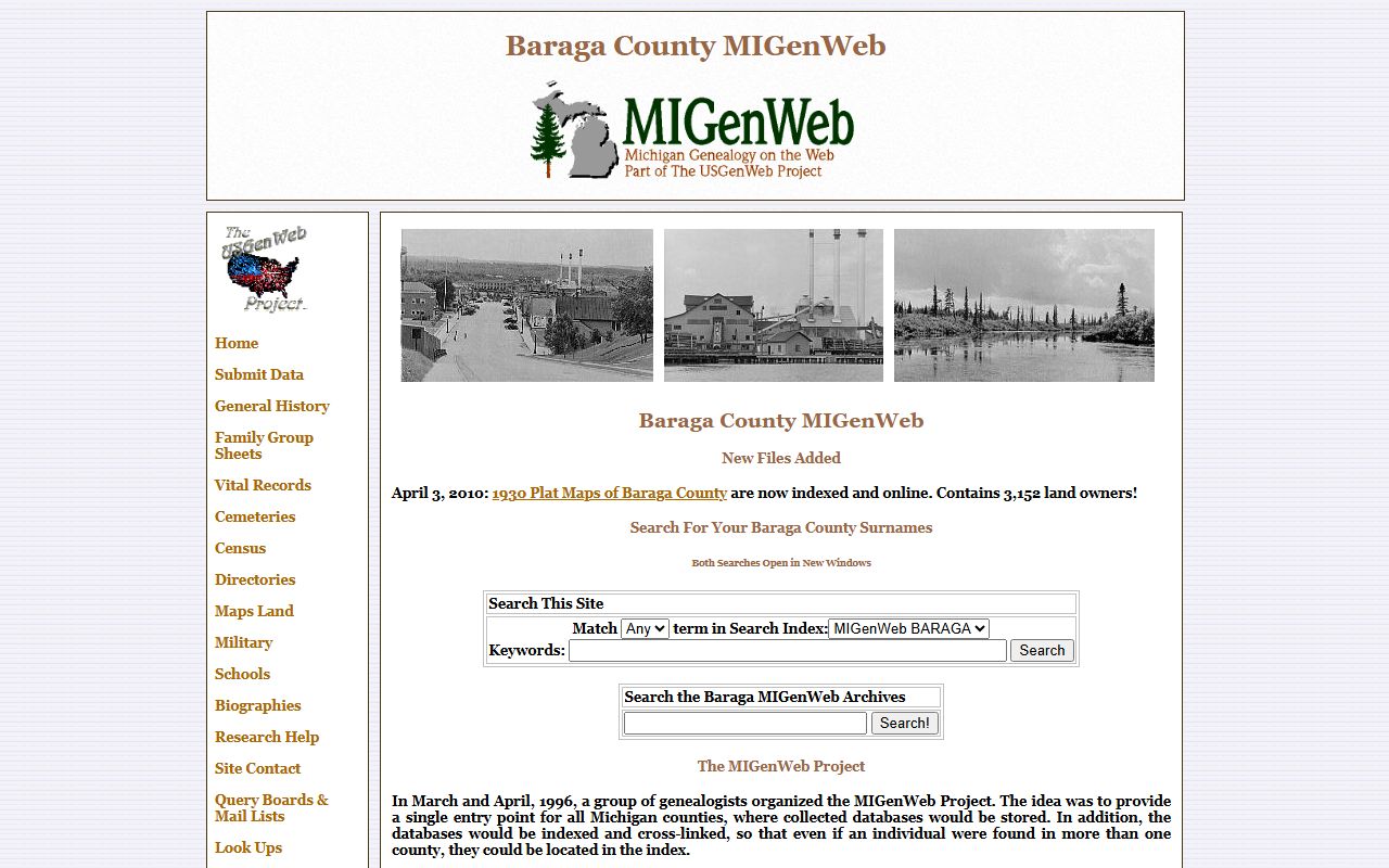 Baraga County MIGenWeb obituary and death records website