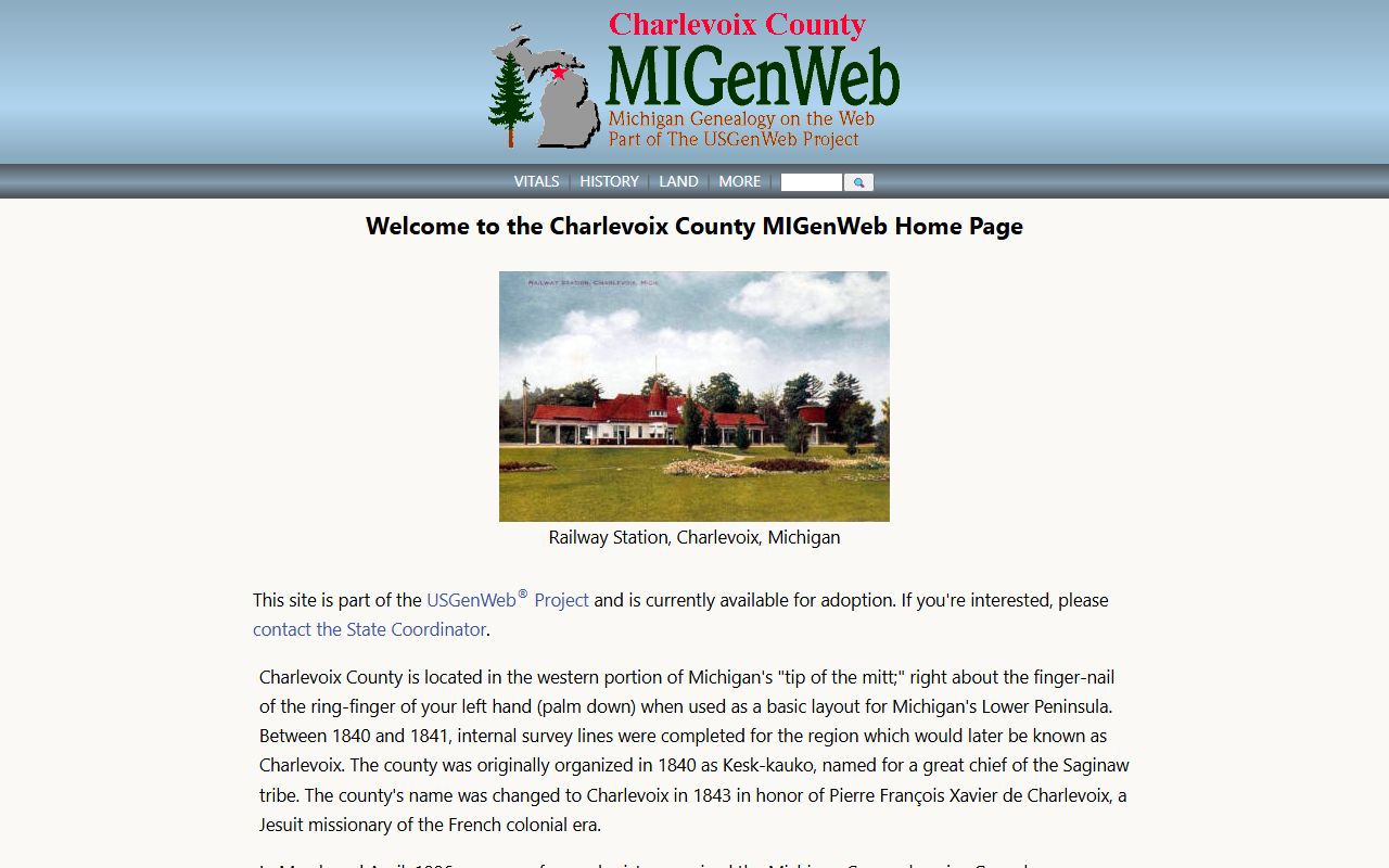 Charlevoix County MIGenWeb obituary and death records website