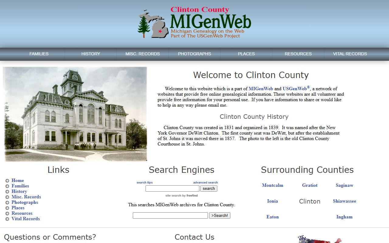 Clinton County MIGenWeb obituary and death records page