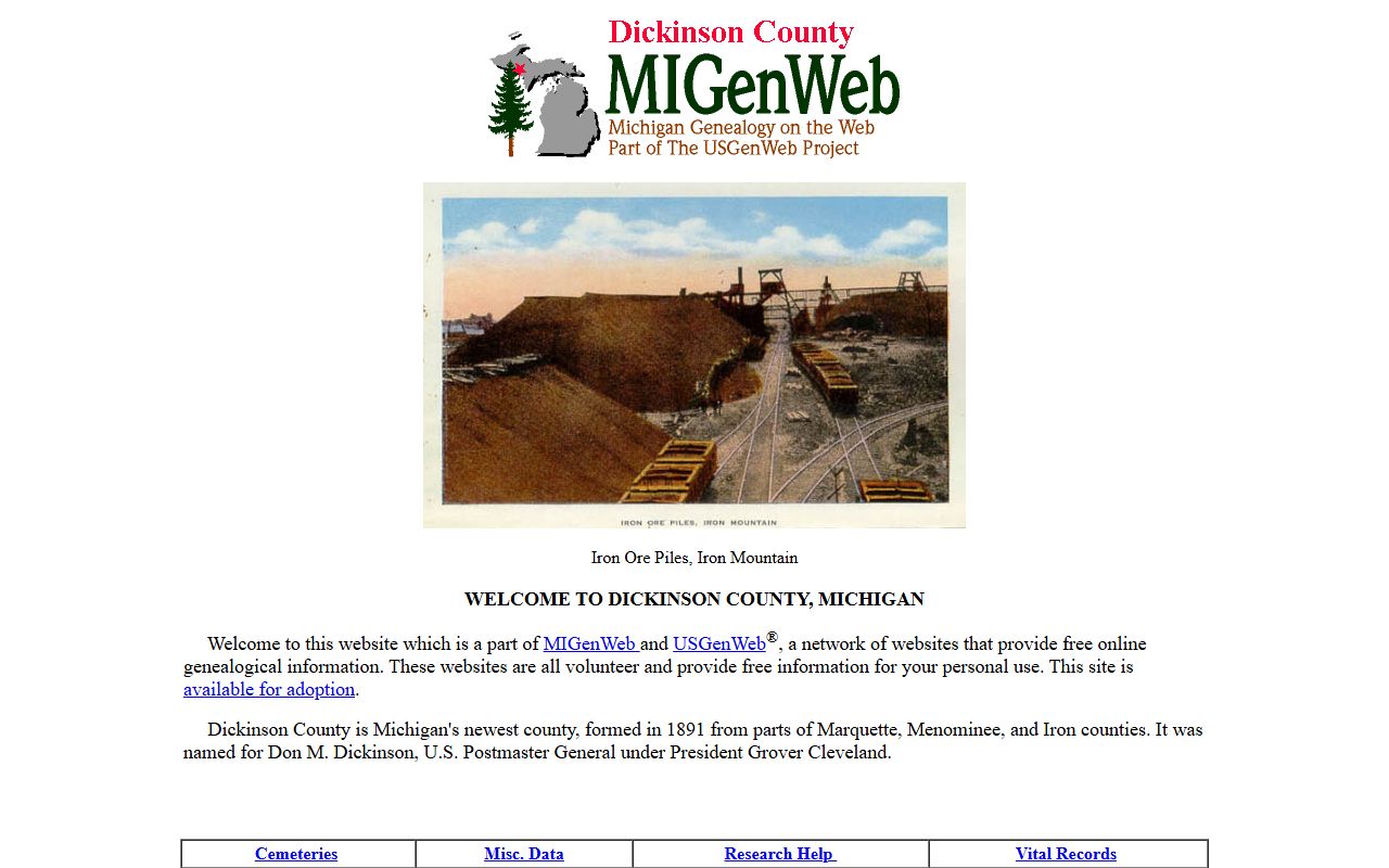 Dickinson County MichiganGenWeb page for obituary and death record research