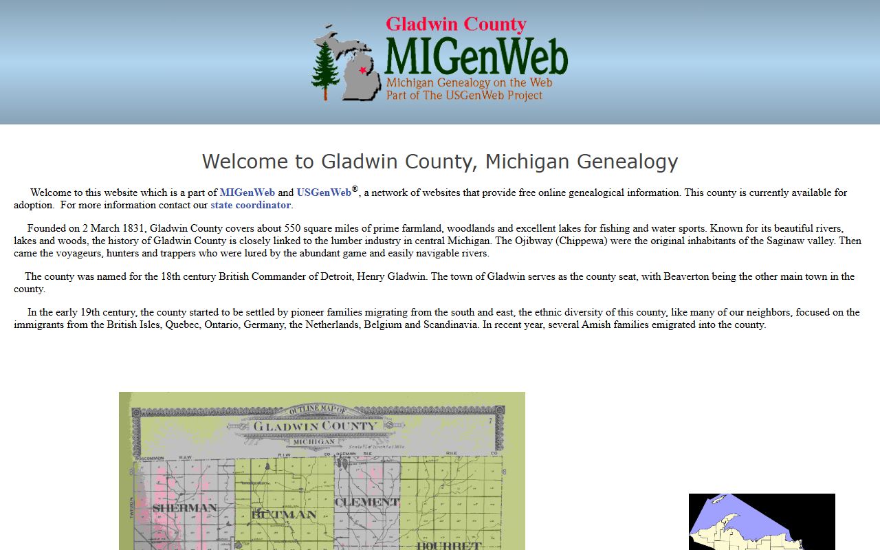 Gladwin County MichiganGenWeb death records and obituary research page