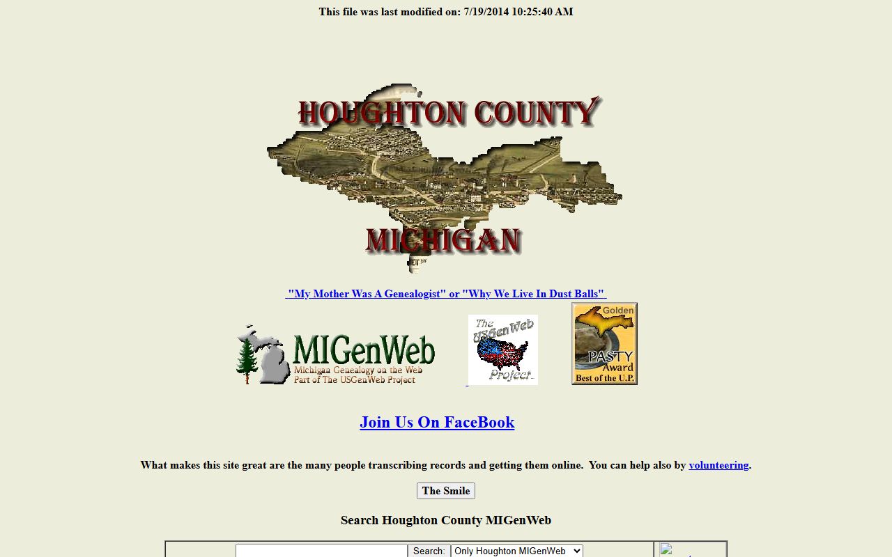 Houghton County MIGenWeb obituary and death records page