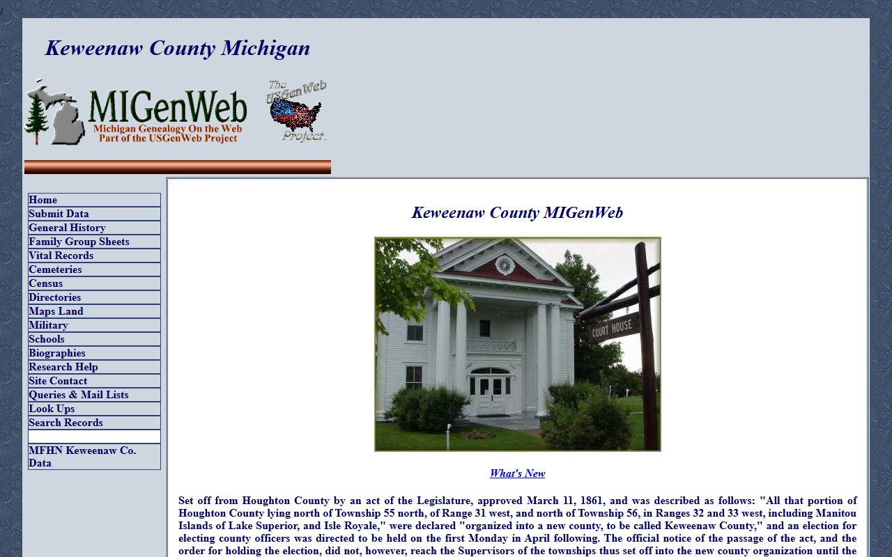 Keweenaw County MiGenWeb genealogy resources for obituary and death records