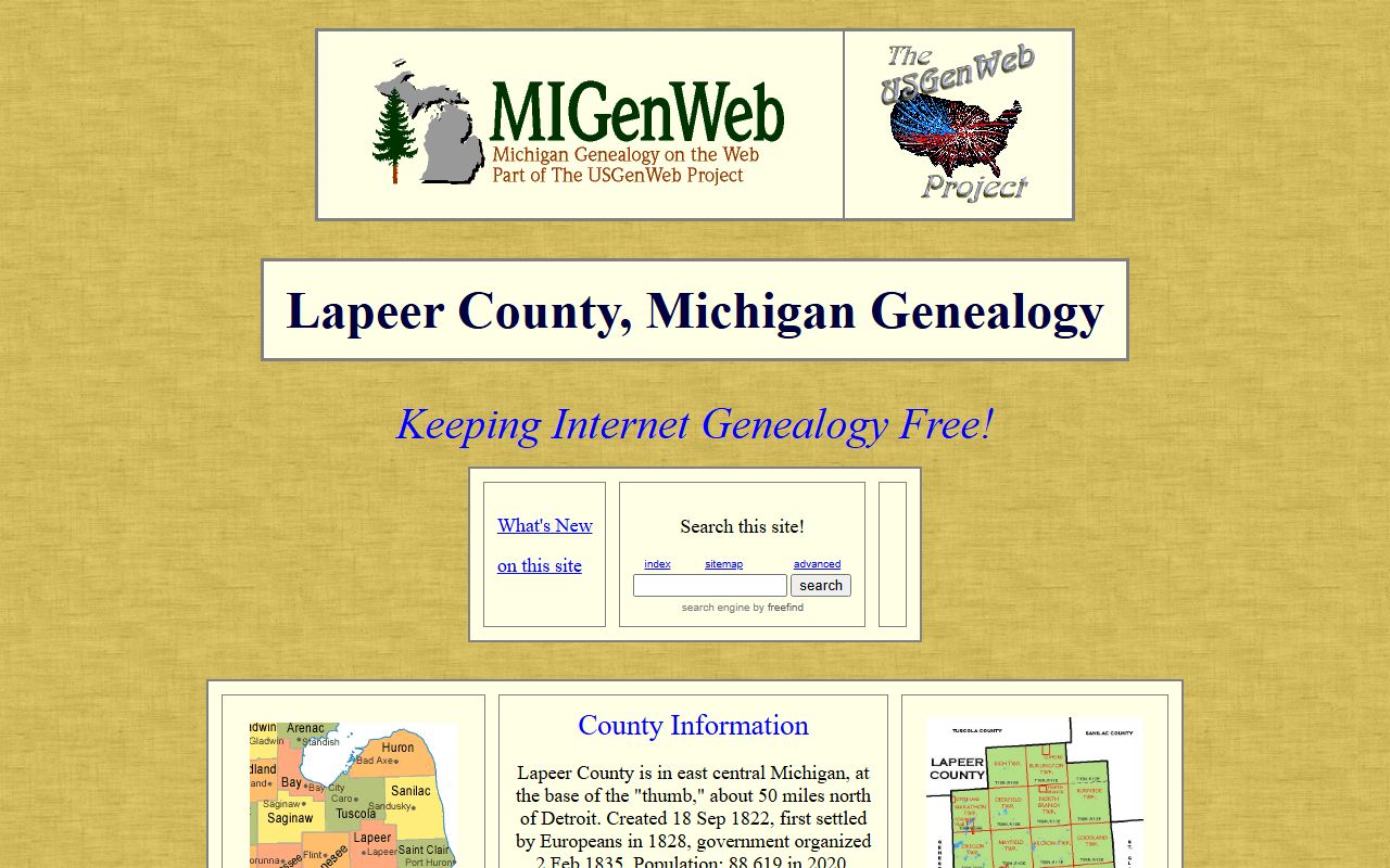 Lapeer County MiGenWeb genealogy resources for obituary and death records