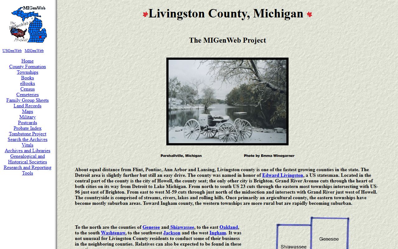 Livingston County MiGenWeb genealogy resources for obituary and death records
