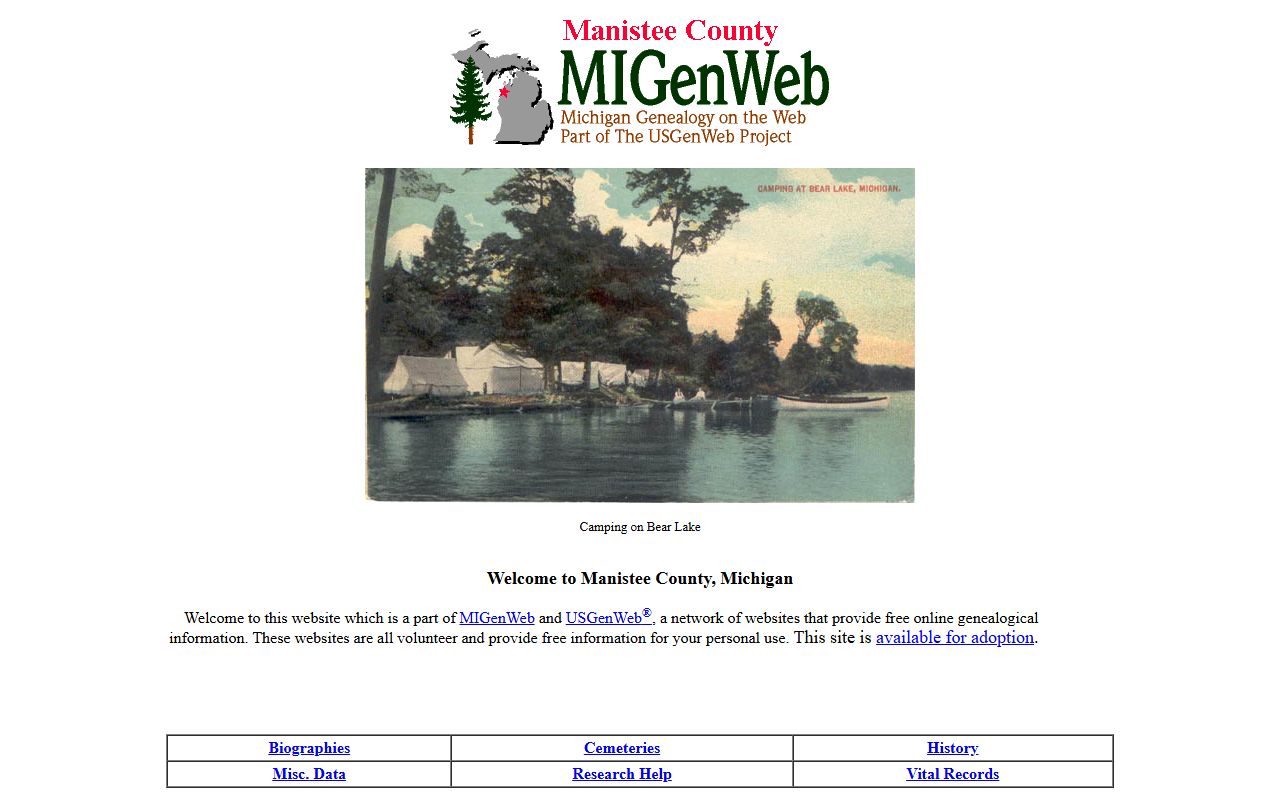 Manistee County MIGenWeb genealogy resources for obituary and death records