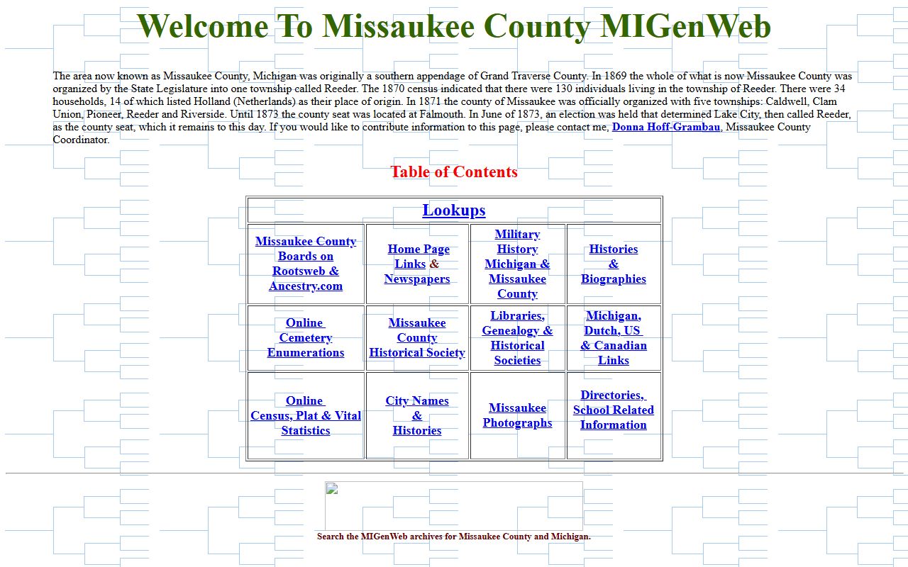 Missaukee County MIGenWeb page for obituary and death record research