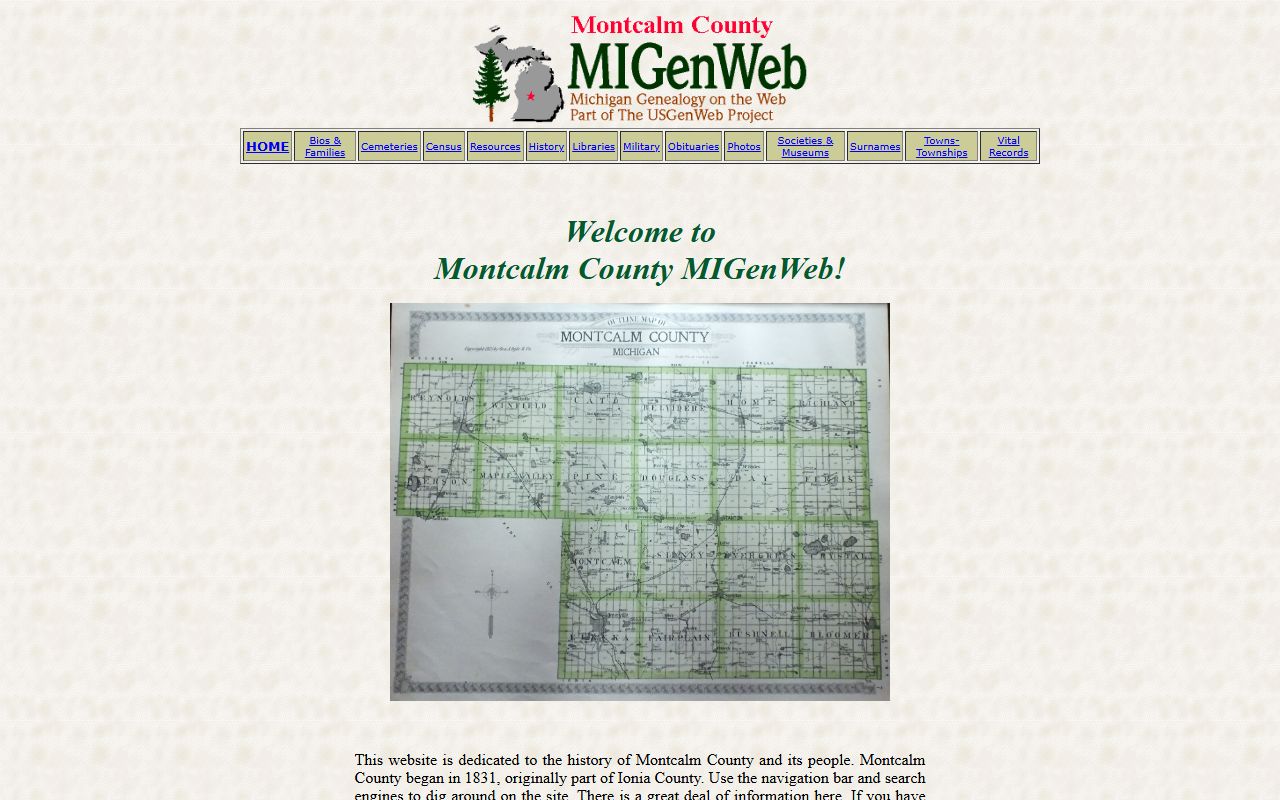 Montcalm County MIGenWeb genealogy page for obituary and death records