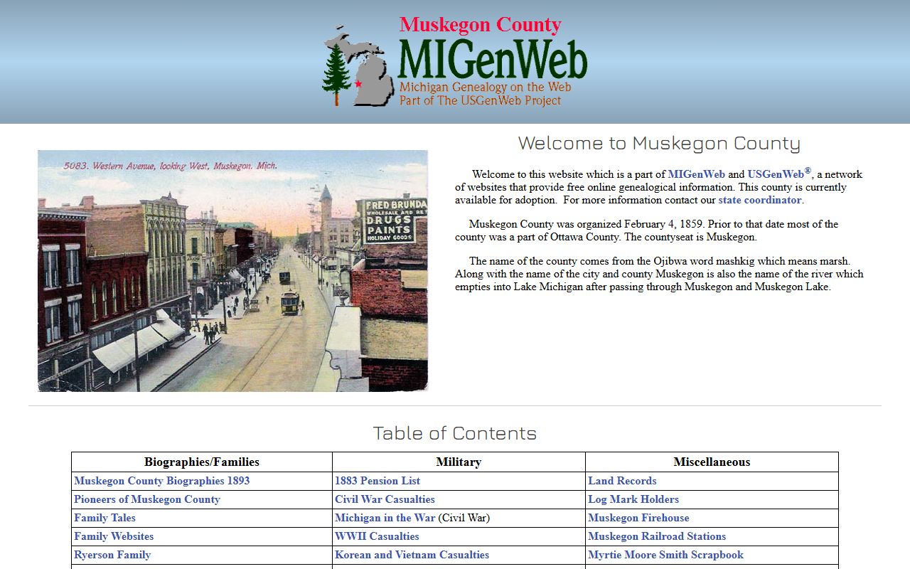 Muskegon County MIGenWeb obituary and death records
