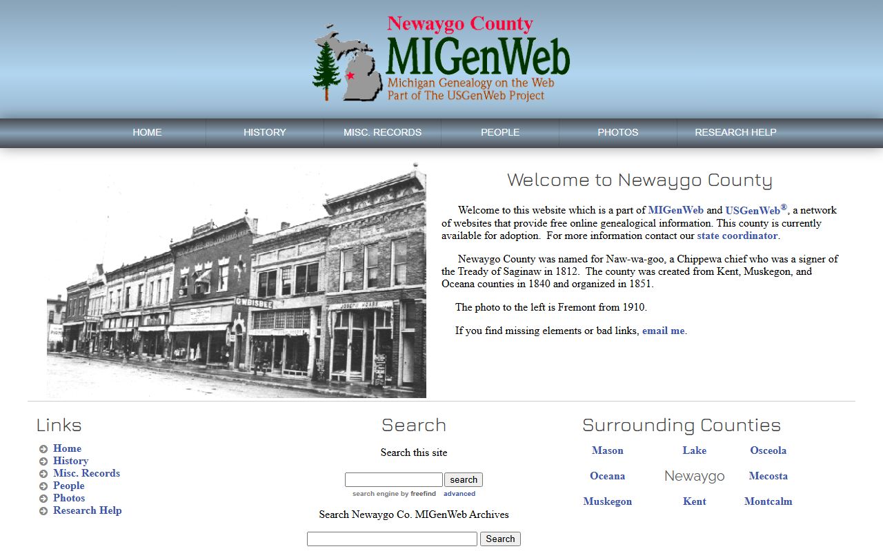 Newaygo County MIGenWeb obituary and death records