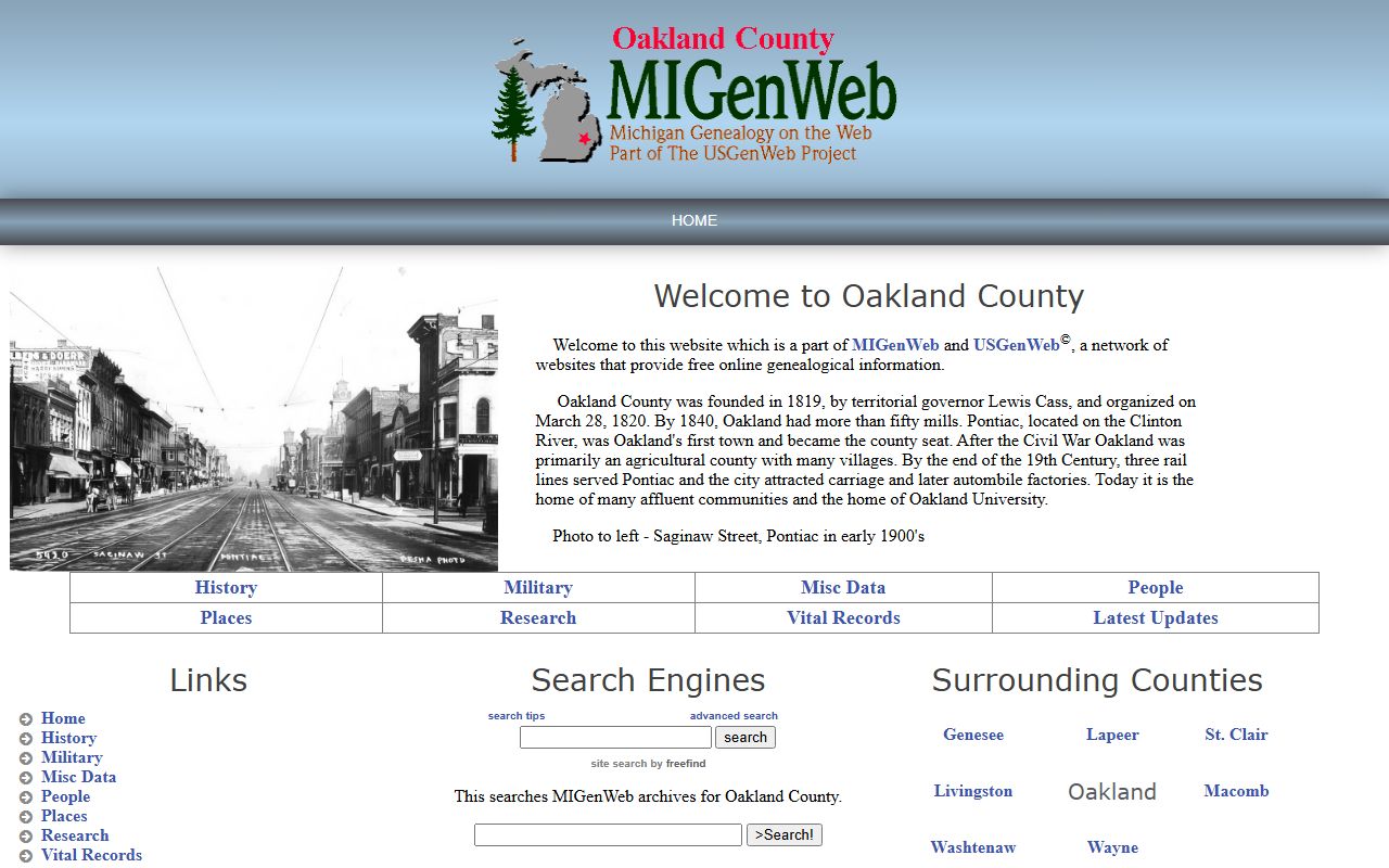 Oakland County MIGenWeb obituary and death records