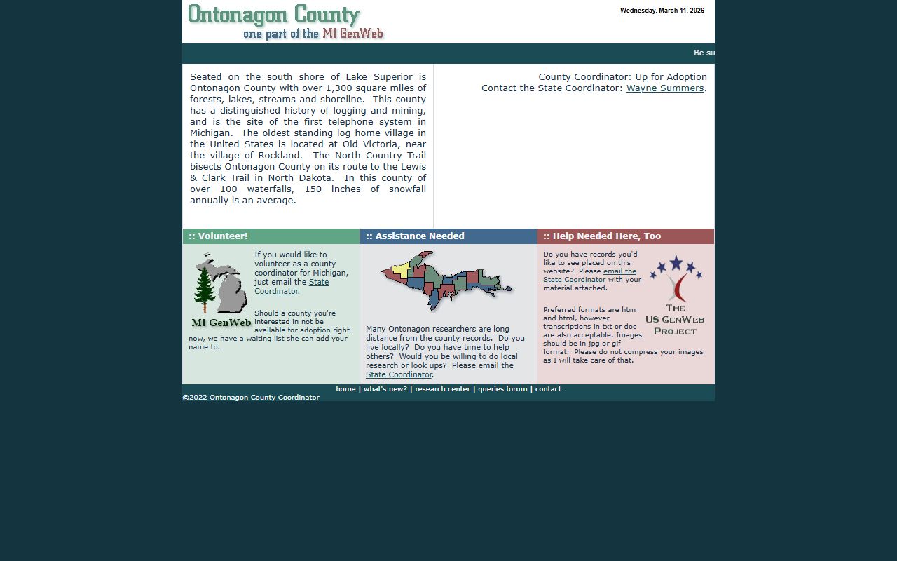 Ontonagon County MIGenWeb obituary and death records