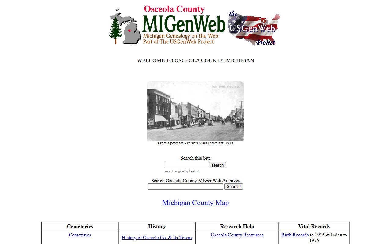 Osceola County MIGenWeb obituary and death records