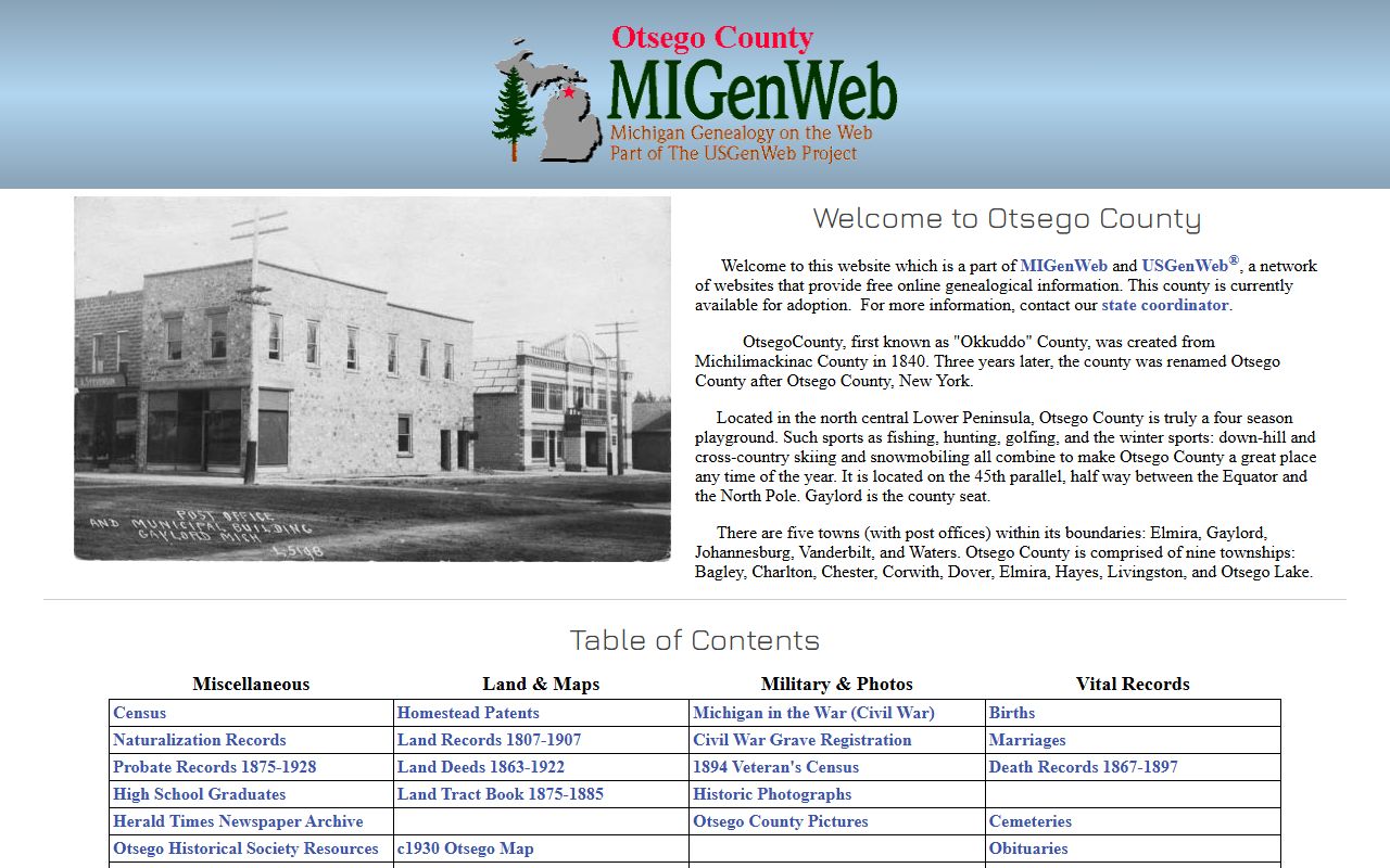 Otsego County MIGenWeb obituary and death records