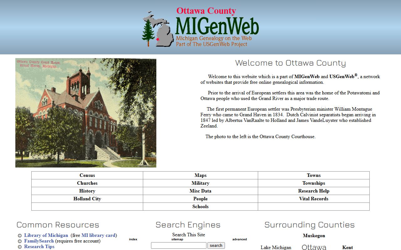 Ottawa County MIGenWeb obituary and death records