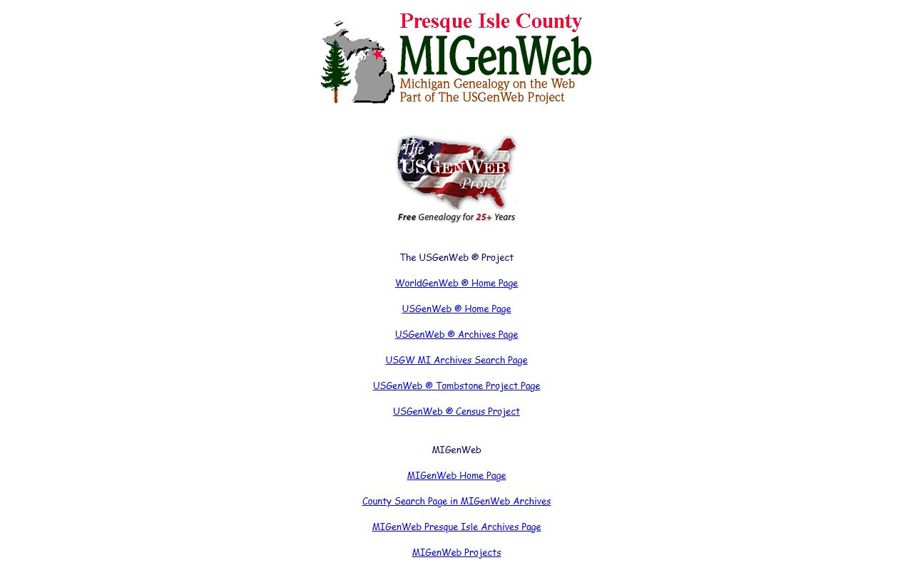 Presque Isle County MIGenWeb obituary and death records