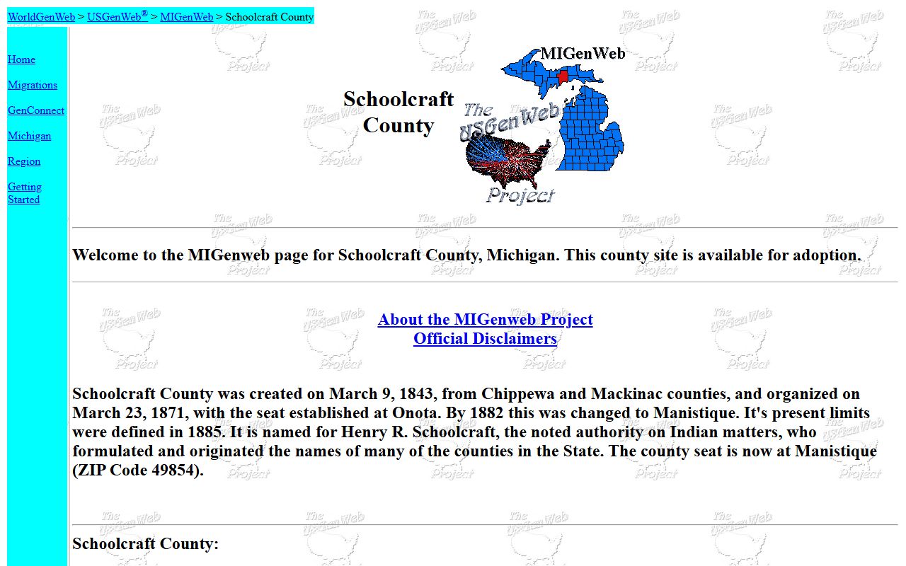 Schoolcraft County MIGenWeb death records and obituary page