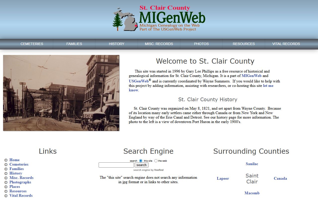 St. Clair County MIGenWeb obituary and death records page