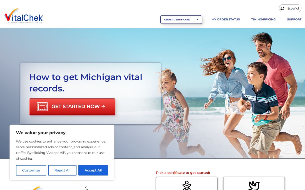 VitalChek Michigan ordering portal for death certificates and vital records